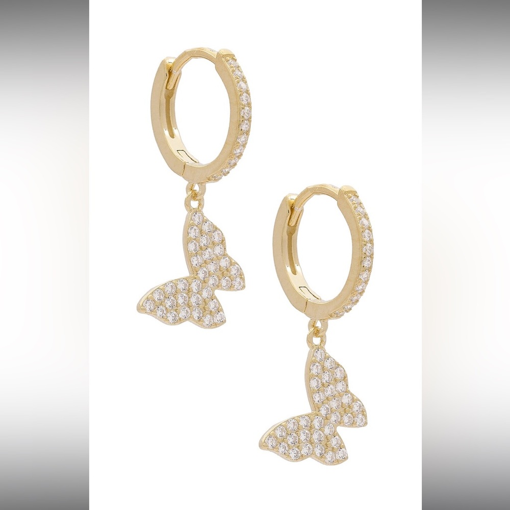 Adina Eden Pave Butterfly Huggies in Gold